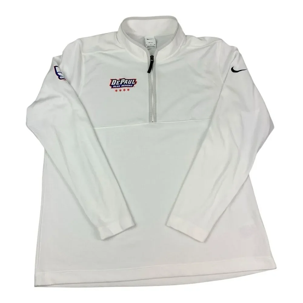 DePaul Blue Demons Nike 1/4 Zip Pullover Top White 50 Years Basketball Men’s XL